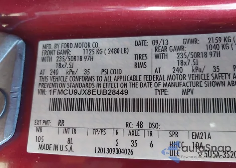 2014 Ford Escape Titanium from USA, damaged, VIN 1FMCU9JX8EUB28449